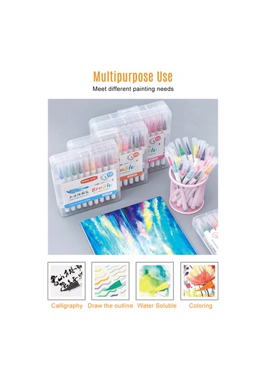 Mufunye 12 Canlı Renkli Su Bazlı Fırça Kalem Seti - Ergonomik Tutuş, Yumuşak Uç, Sanat Ve Çizim İçin Mükemmel Diğer