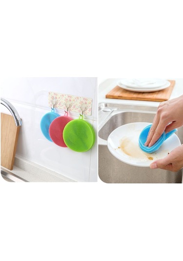 2 Li Çok Amaçlı Silikon Bulaşık Fırçası -nihale- Tutacak Renkli