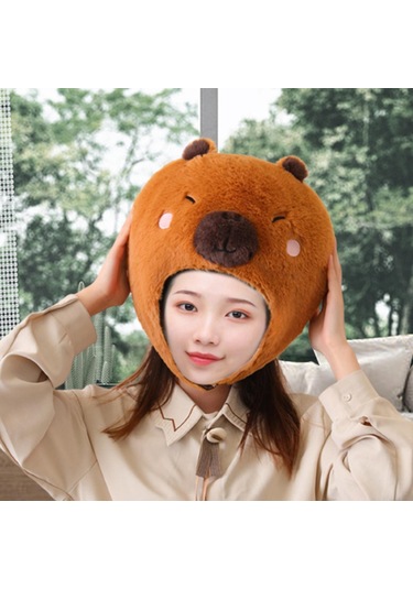 Suntek Peluş Hayvan Şapka Kapibara Şapkalar Erkek Kız Nefes Kahverengi