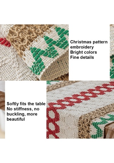 Sones 33x153cm Noel Havlu Nakışlı Masa Bayrağı Basit Masa Örtüleri Noel Ağacı Dalgası Diğer