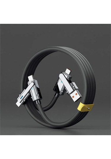 Nnbılı 4 In 1 120w Usb Tip C - Tip C Ios Kablosu 3 In 1 Pd 100w Hızlı Şarj Veri Black 1m