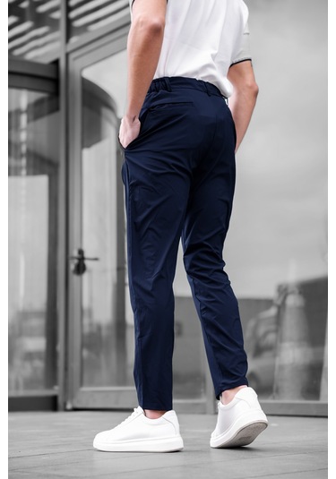 Jogger Paraşüt Kumaş Lacivert Renk Erkek Pantolon-1766 Lacivert