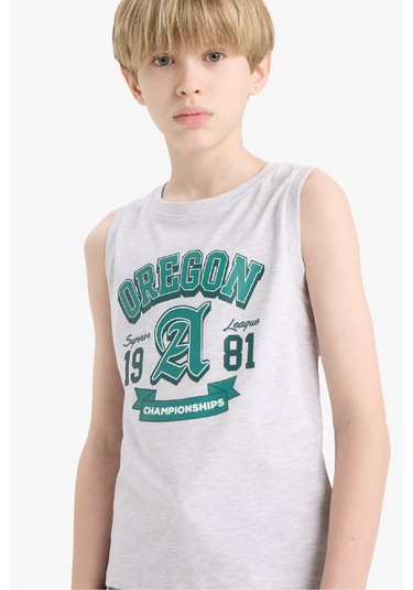 Defacto Erkek Çocuk Bisiklet Yaka Baskılı Atlet E4185a825hsgr400 Gri