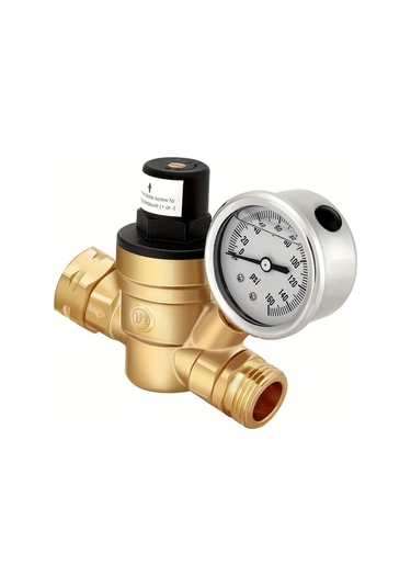 Xuweiwei 1 Adet Rv Su Basınç Regülatörü Göstergeli Ayarlanabilir Pirinç Kamp Karavan