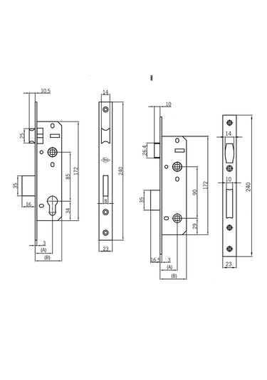 İto Alüminyum Kapı Kilitleri 156e/20 254/62k Barelli Silindir Tip