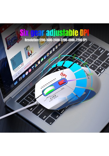Mufunye Hxsj X300 Oyun Faresi: 6 Dpı Seviyesi, 14 Rgb Aydınlatma, Ergonomik Tasarım, Makro Programlama 112 Karakter 001