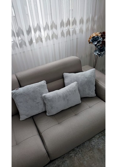 3- Lü Kare Takım Kırlent / Yastık 2 Kenar Gri / 1 Orta Gri