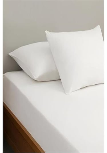 More Home Çift Kişilik Lastikli Çarşaf Seti + 2 Yastık Kılıfı Beyaz