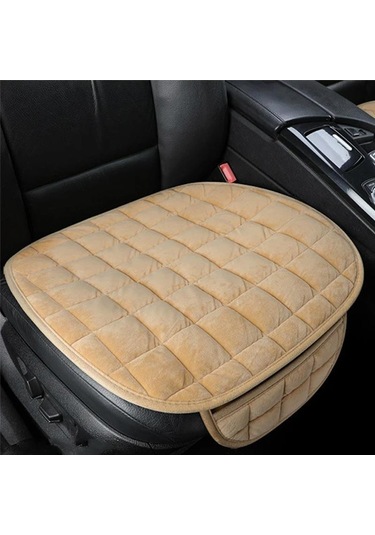 Bej Seametal Peluş Sıcak Araba Klozet Kapağı Yastık Kaymaz Ön Sandalye Koltuk Nefes Alabilen Ped