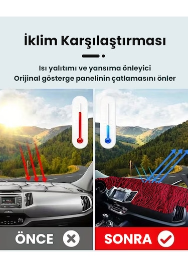 Pelüş Torpido Koruma Örtüsü Uzun Tüylü Kırmızı