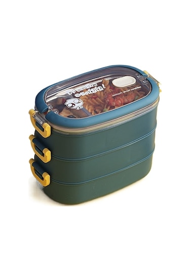 Xiaoqityh- Bento Kutusu Seyahat Kasesi 3 Katlı Paslanmaz Çelik Öğle Yemeği Termos 3 L