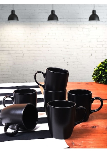 Keramika Mat Siyah Bulut Kupa 9 CM 6 Adet