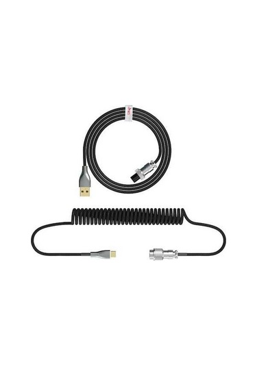 Pazly Genişletilebilir Type-c Nilon Örgü Klavye Kablo, Mekanik Klavye İçin, 1.4m-2.1m, Siyah Renk