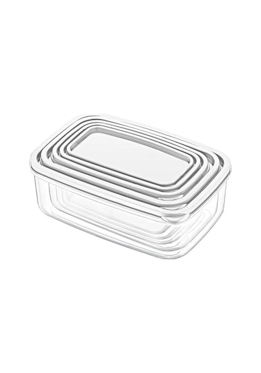 Kapris Dikdörtgen Erzak Saklama Kabı 5'Li Beyaz