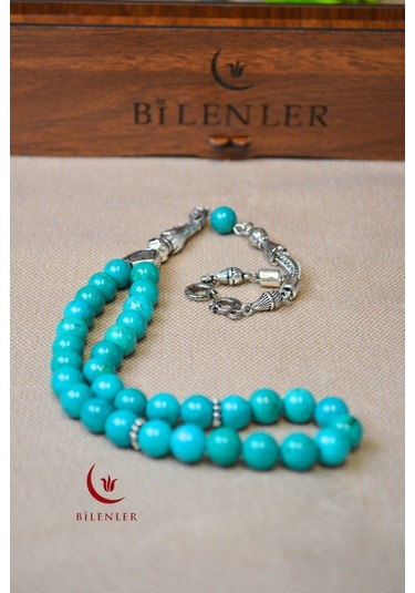 Firuze Taşlı 33 Lü Erkek Tesbih Doğal Taş, Özel Kutulu Turkuaz