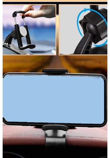 Thentech Araç Gösterge Üzeri Direksiyon Simidi Üstü Telefon Tutucu Stand Siyah