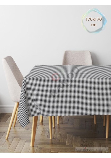 170 X 170 Cm Pötikare Desen Masa Örtüsü, Piknik Örtüsü, Sofra Bezi, Beslenme Örtüsü Siyah