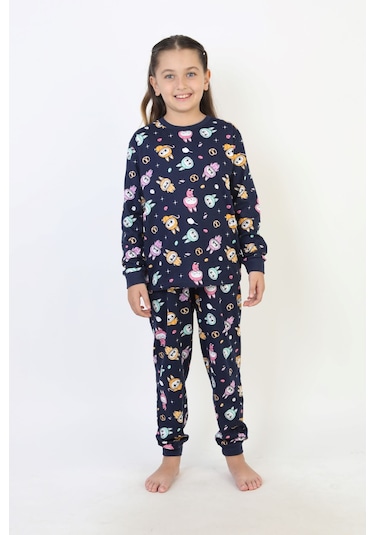Labubu Desenli Kız Çocuk Takımı Lacıvert