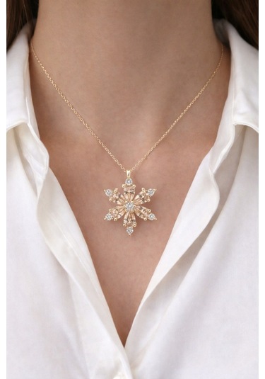 Çekirdekjewelry 925 Ayar Gümüş Kamelya Çiçeği Kolye Sarı Şampanya