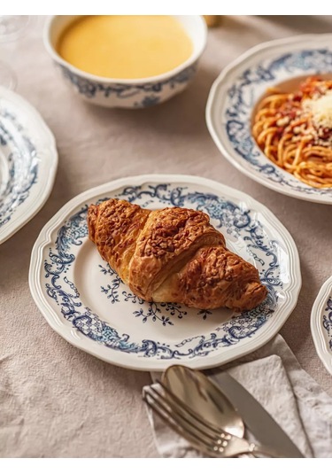 Roomi Seramik Düz Tabak 21 Cm Desenli, Vintage 202452395 Beyaz