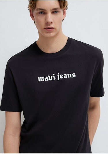 Mavi - Mavi Jeans Baskılı Siyah Tişört 0613201-900 Siyah
