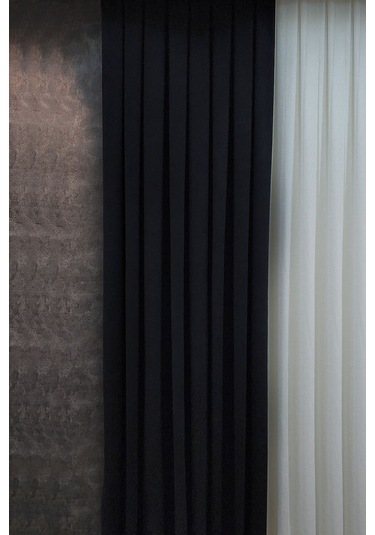 Mosso Fon Perde Düz Renk Siyah