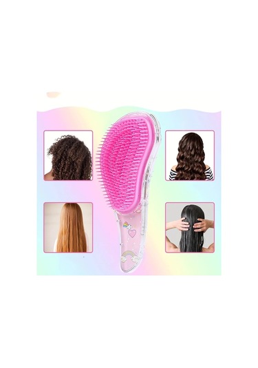 Gateesat Renkli Tek Boynuzlu At Saç Fırçası Kırmızı Küçük Model Tarak Masaj Beşli