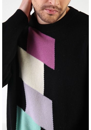 Ferraro Siyah Bisiklet Yaka %100 Kuzu Yünü Erkek Kazak Siyah (536154948) Siyah