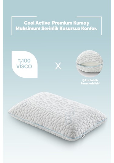 Akıllı Soğuk Cool Actıve Kumaş - Tombul Visko Yastık - Terleme Ve Isı Önleyici Ortopedik Yastık Beyaz