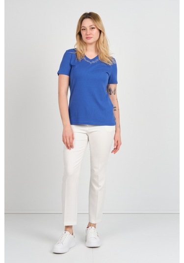 Ella Camelia Kadın Yakası Taş Ve Süs İşlemeli Kısa Kollu Pamuklu Bluz 24e002 Gece Mavisi Gece Mavisi Ella Camelia Kadın Yakası Taş Ve Süs İşlemeli Kısa Kollu Pamuklu Bluz 24e002 Gece Mavisi Gece Mavisi