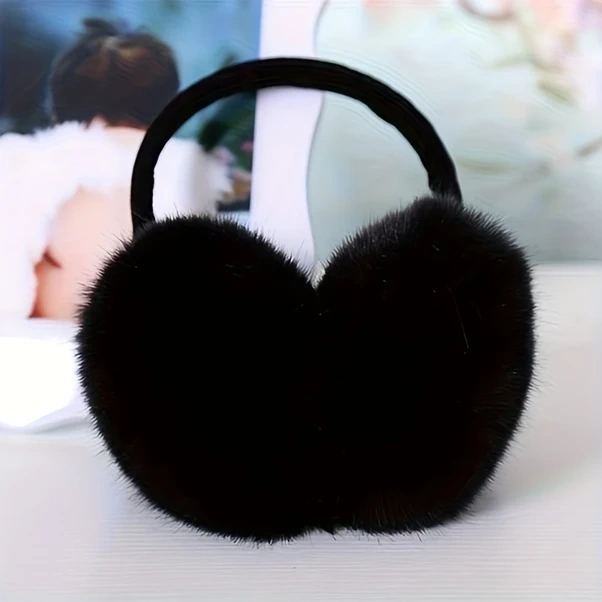 Dashanshop Siyah Makinede Yıkanabilir Yünlü Kulaklık Kadın Erkek İçin Şık Kış Aksesuarı