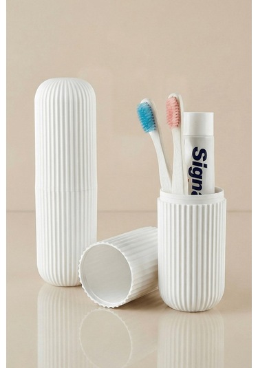 Beyaz - Seyahat Tipi Diş Fırçası, Makyaj Malzemesi Saklama Kabı, Çok Amaçlı Aksesuar Organizeri Beyaz