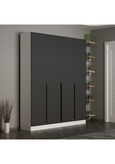 Minar Kale 210 Cm 4 Kapaklı 2b Raf Portmanto Byz Mbr Çizgili Ant