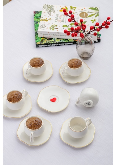 Emsan Kalpten Kalbe 6 Kişilik Kahve Fincan Takımı 90 Ml