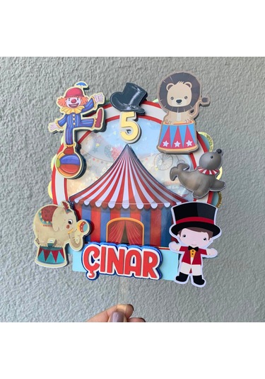 Sirk Temalı İsme Özel Doğum Günü Pasta Parti Süsü Cake Topper