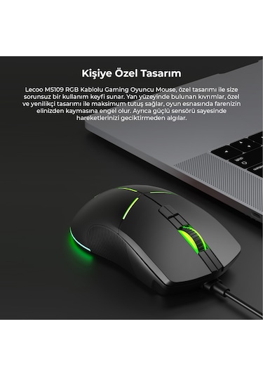 Lecoo MS109 Kablolu 6400DPI 8 Makro Tuşlu RGB Gaming Optik Mouse