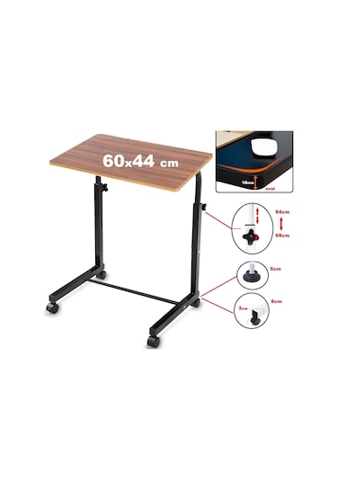 Tekerlekli Notebook Laptop Çalışma Sehpası Eğim Ve Yükseklik Ayar