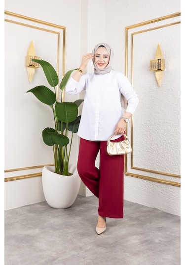 Beli Lastikli Salaş Ayrobin Pantolon - Vişne Çürüğü / A0103 Vişne Çürüğü