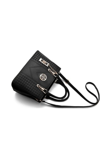 Dancemonkey Nakışlı Kadın Omuz Çantası - Siyah, Çapraz Taşıma İçin Uygun Siyah