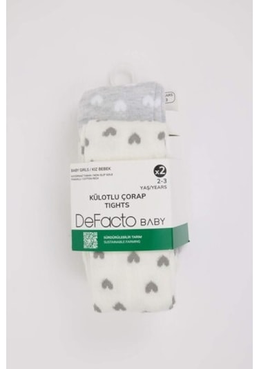 Defacto Kız Bebek Dikişsiz 2'li Pamuklu Külotlu Çorap D2493A5NSKR1 Çok Renkli