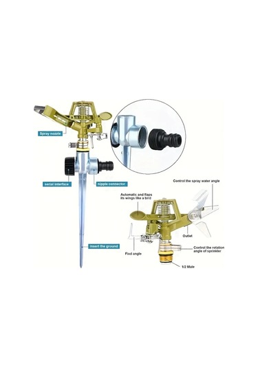 Elmpaly 1 Adet 360 Derece Dönen Çinko Alaşım Sulama Fıskiyesi Dayanıklı Bahçe Spreye