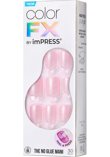 İmpress Color Fx Kendinden Yapışkanlı Takma Tırnak Kısa Pembe Simli