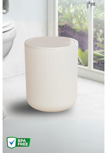 Nandy Home 4,5 Lt Yuvarlak Çöp Kovası, Banyo, Mutfak Çöp Kutusu Bej