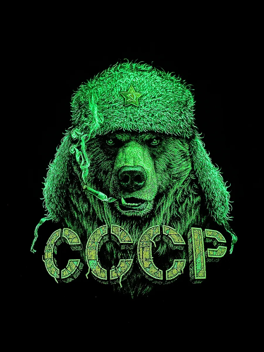 Romaxtex Sovyetler Birliği Ayısı Baskılı Işıklı Tişört 251928753 Siyah