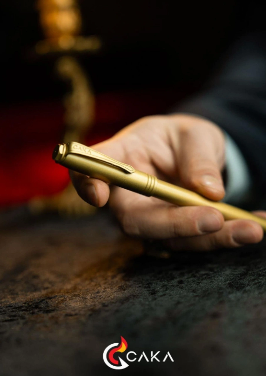 Caka Lighter Ateş & Mürekkep Serisi Gold Kalem & Çakmak Seti Gold