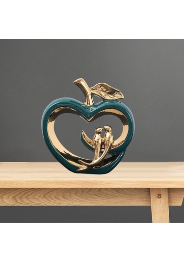 Opulentliving Türk Modern Seramik Meyve Heykeli, 22.5x23cm, Altın Kuşlar, Ev Dekorasyonu, Mükemmel Hediye 22.5cmx23cm