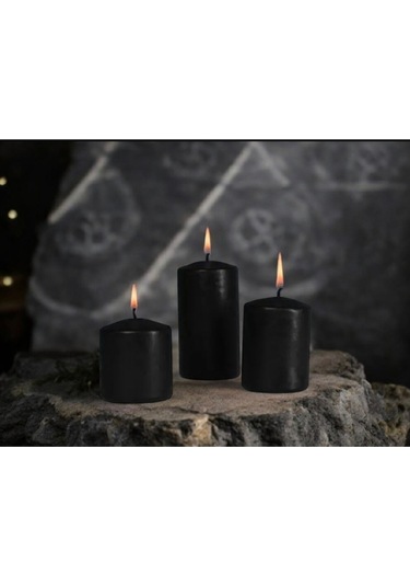 Denic 3 lü Siyah Blok Mum Silindir Mum