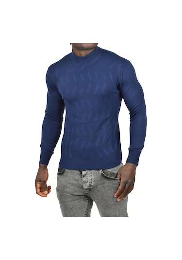 Deepsea Erkek Lacivert Dar Kesim Yarım Balıkçı Yaka Desenli Triko Yarım Boğazlı Kazak 2505505 Lacivert Deepsea Erkek Lacivert Dar Kesim Yarım Balıkçı Yaka Desenli Triko Yarım Boğazlı Kazak 2505505 Lacivert