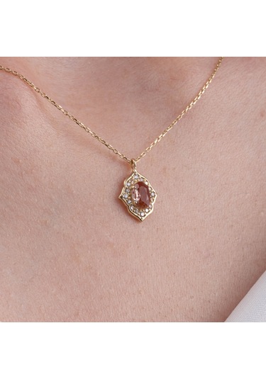 Vintage Zultanit Taşlı Minimal Tarz Tasarım 925 Ayar Doğal Taşlı Gümüş Kolye