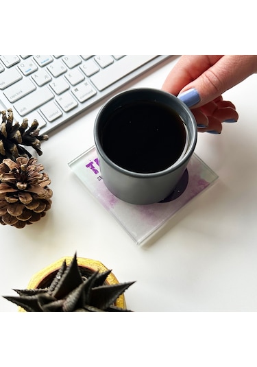 Decorita Cam Bardak Altlığı Burçlar - Terazi Burcu 4'lü Takım Çok Renkli